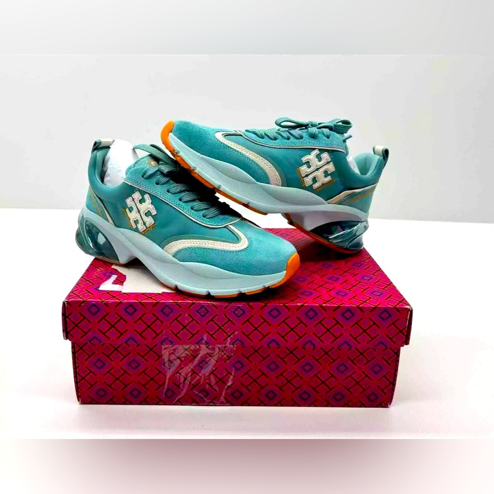 Tory Burch Good Luck Bubble Trainer Sneaker Brisk Blue/New Ivory Size 8